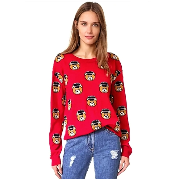 Mochino Couture x Jeremy Scott Teddy Bear Policeman Intarsia Jumper Knit… - Picture 1 of 14